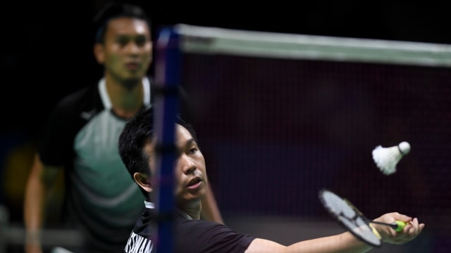 Mohammad Ahsan dan Hendra Setiawan di Indonesia Open 2019. Foto: ANTARA/Hafidz Mubarak A.