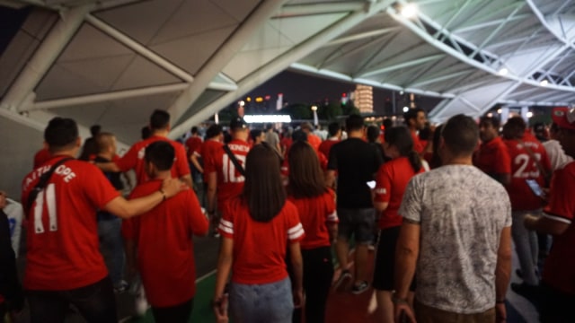Suasana Stadion Nasional Singapura dalam laga Manchester United vs Inter Milan. Foto: kumparan/Anju Silaban