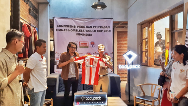 Jumpa pers Timnas Indonesia untuk Homeless World Cup (HWC) 2019. (Assyifa)