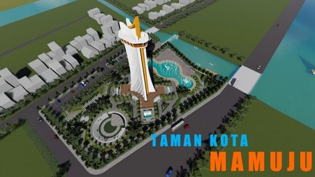 Rancangan Manakarra Tower yang disiapakn sebagai taman kota Mamuju. Foto: Dok. Istimewa