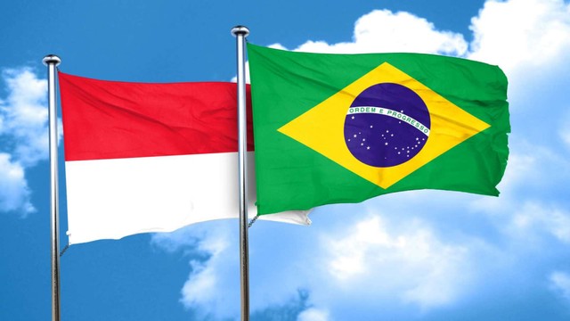 Ilustrasi Bendera Indonesia dan Brazil. Foto: Shutter Stock