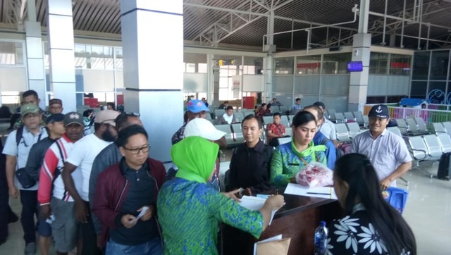 115 penumpang Sriwijaya Air yang mendapatkan kompensasi atas pembatalan penerbangan hari ini. (Dok: Sriwijaya Air Manokwari)