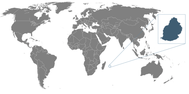 Letak negara pulau Mauritius di peta dunia (Foto: Wikimedia)