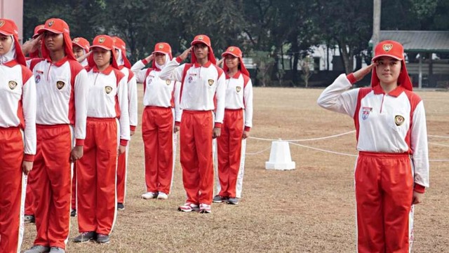 Suasana latihan anggota Paskibraka di Lapangan Pusat Pemberdayaan Pemuda dan Olahraga Nasional (PP PON) Cibubur, Jakarta Timur. Foto: Helmi Afandi/kumparan