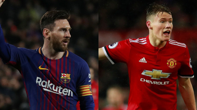 Lionel Messi dan Scott McTominay. Foto: Reuters