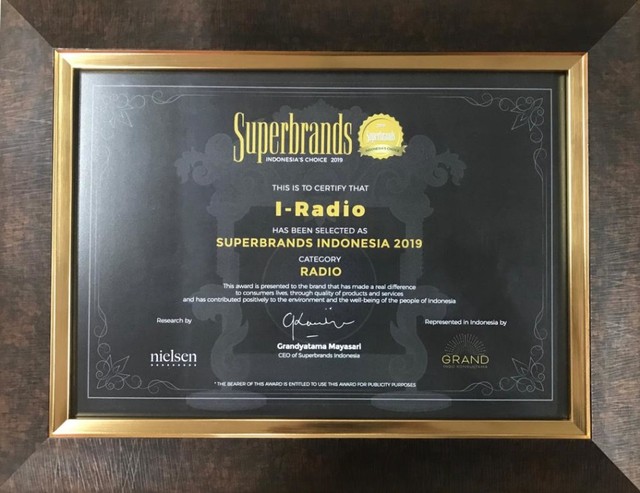 (NOT COVER) I-radio, penghargaan Superbrands Indonesia 2019, kategori Radio