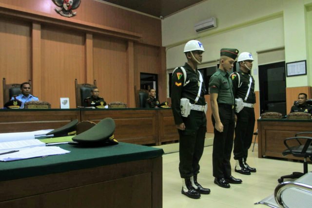 Prada DP saat menjalani sidang kasus 'mayat ranjang' di Peradilan Militer I-04 Palembang (Foto: istimewa)