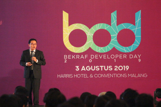 Wali Kota Malang Sutiaji dalam acara Bekraf Developer Day (BDD) di Harris Hotel and Conventions Malang, Sabtu (3/8). Foto : Mochamad Sadheli/tugumalang.id.