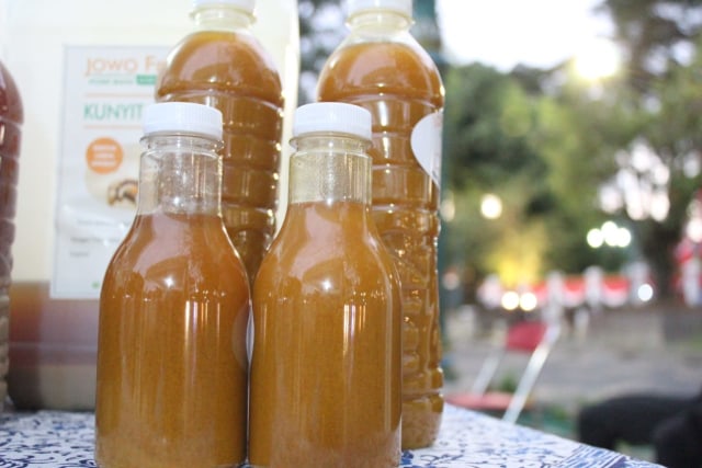 Jamu Kunir Asem yang jadi jenis jamu favorit di Yogyakarta. Foto: Birgita.