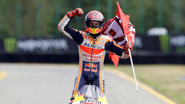 Marc Marquez di akhir GP Ceko 2019. Foto: REUTERS/David W Cerny