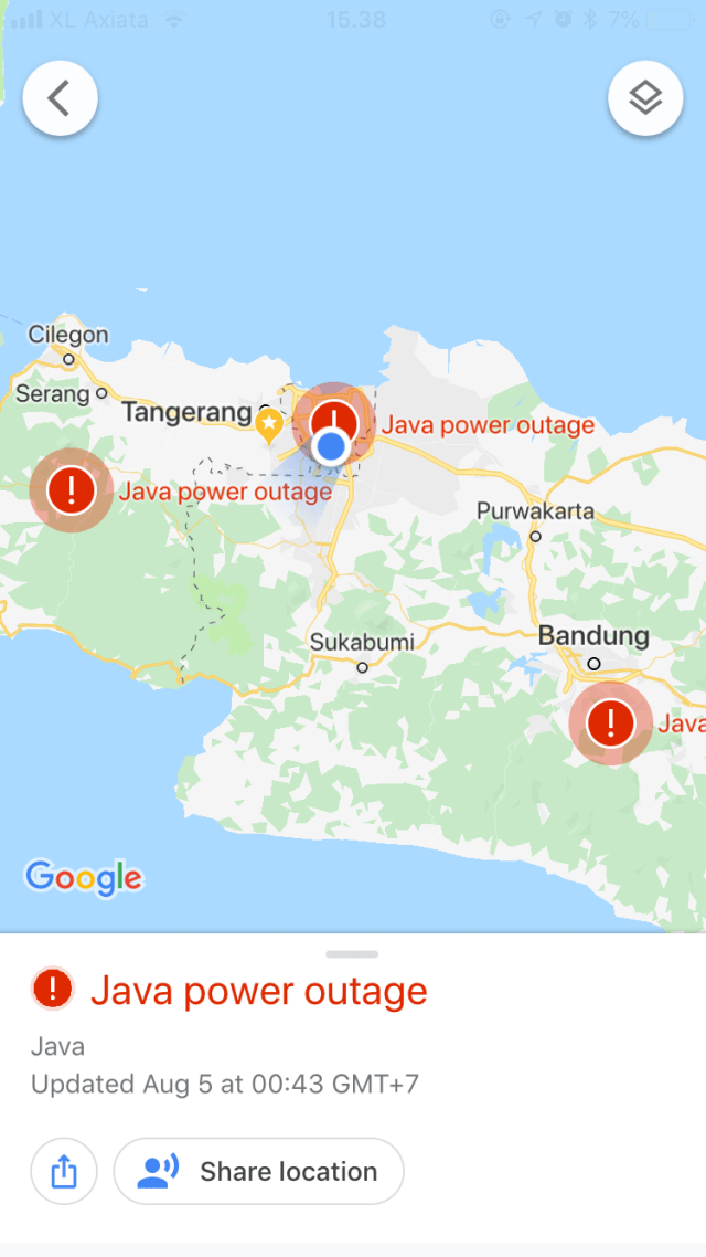 Google Maps Tandai Lokasi Yang Kena Dampak Mati Listrik