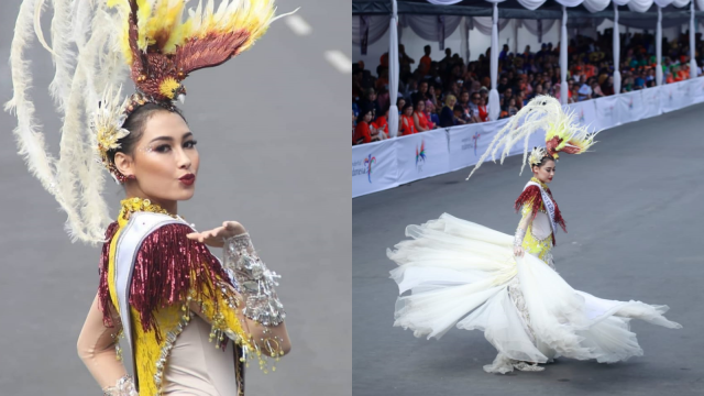 Puteri Indonesia 2019 Frederika Alexis Cull di Jember Fashion Carnaval Foto: Steve Jatmiko dan Aris Motret