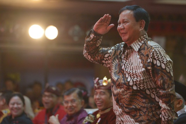 (NOT COVER) Ketua Umum Partai Gerindra Prabowo Subianto, Kongres V PDIP di Sanur, Bali