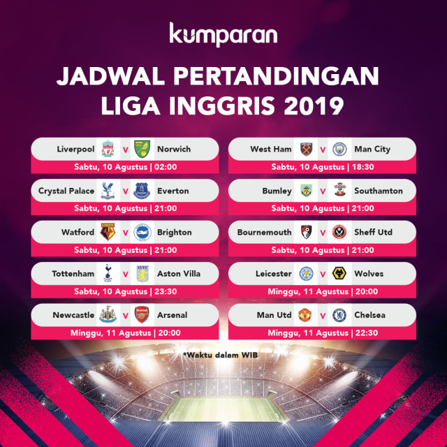 Jadwal Pertandingan Pekan Pertama Liga Inggris 2019 20 Kumparan 