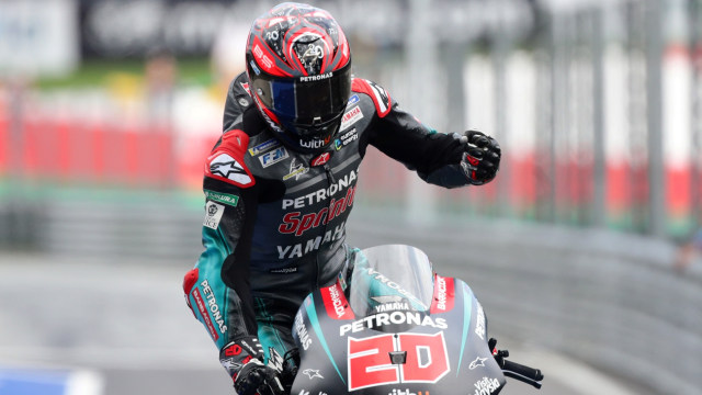 Fabio Quartararo usai finis ketiga di MotoGP austria. Foto: REUTERS/Lisi Niesner