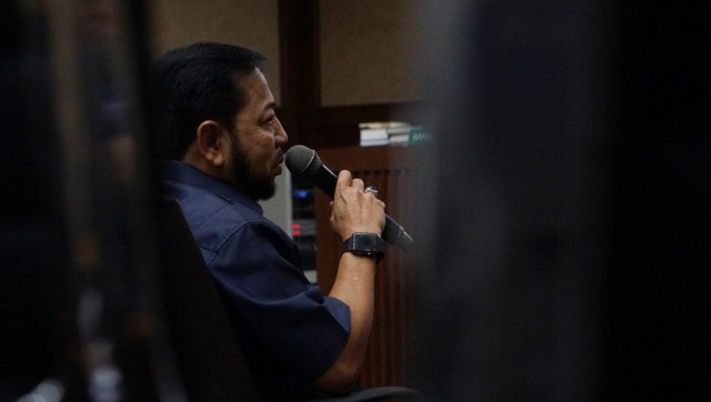 Terpidana kasus e-KTP, Setya Novanto memberikan kesaksian dalam sidang lanjutan Sofyan Basir di Pengadilan Tipikor, Jakarta, Senin (12/8). Foto: Fanny Kusumawardhani/kumparan