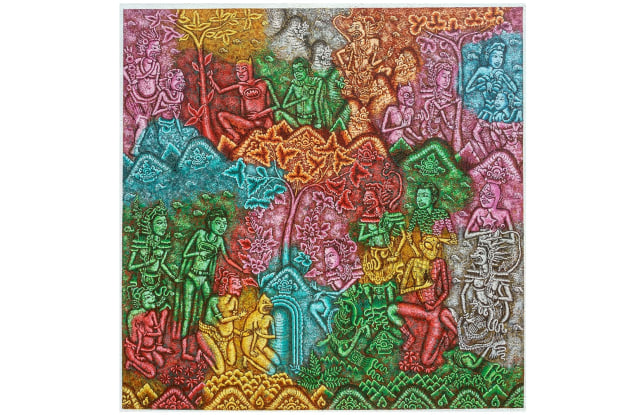                               Lukisan 'Berbagi Warna' karya Juni Antara (kanalbali/Dok.Panitia)