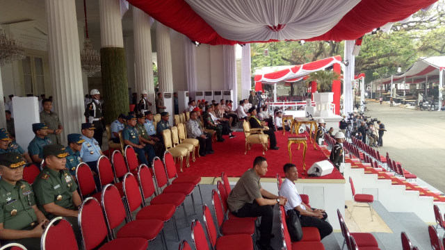   Suasana latihan persiapan 17 Agustus di Istana Merdeka, yang dihadiri Presiden Joko WIdodo. Foto: Fahrian Saleh/kumparan