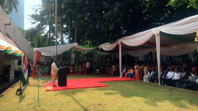 Upacara Peringatan Hari Kemerdekaan ke-72 India di Kedutaan Besar India. Foto: Paulina Herasmaranindar/kumparan