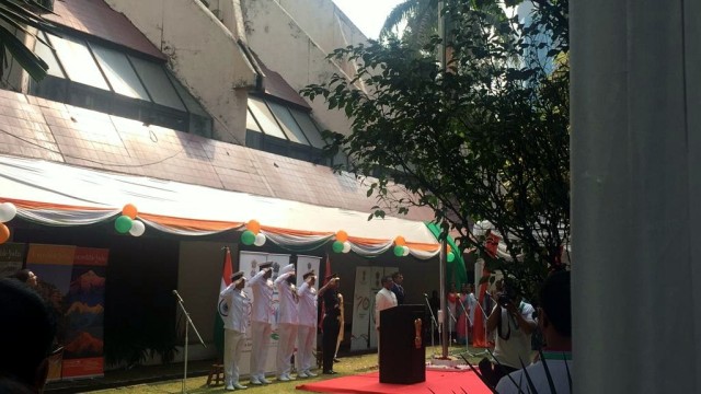 Ucapara Peringatan Hari Kemerdekaan India ke 73 di Kedutaan Besar India. Foto: Paulina Herasmaranindar/kumparan