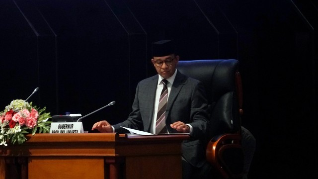 Anies Baswedan saat Rapat Paripurna DPRD Provinsi DKI Jakarta di DPRD Provinsi DKI Jakarta