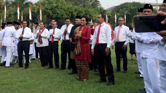Menteri Keuangan Sri Mulyani, Upacara HUT ke-74 RI di Lapangan Rumput Kemenkeu