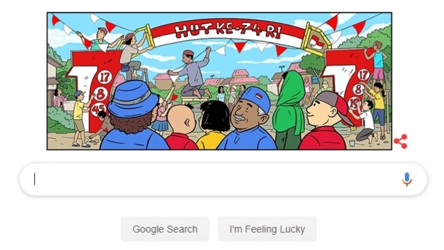 Google Doodle bertema HUT ke-74 Republik Indonesia. Foto: Google