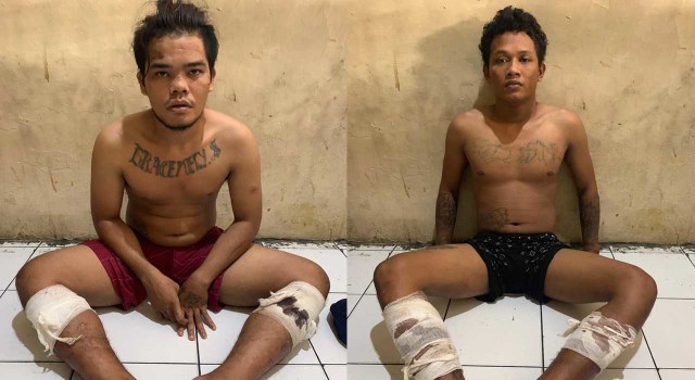 Marusaha Sihombing alias Kocu (22) Rendy Prananta Simangunsong alias Rendy (22) yang merupakan komplotan pencuri 'Becak Hantu' Ditangkap Polisi. SumutNews.com