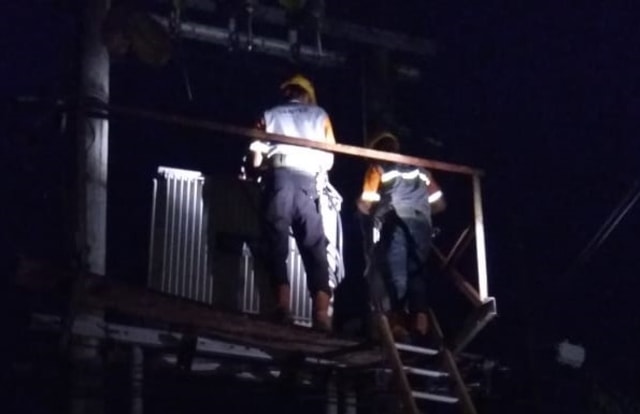Petugas PLN memperbaiki gardu listrik. (Dok: PLN Papua dan Papua Barat)