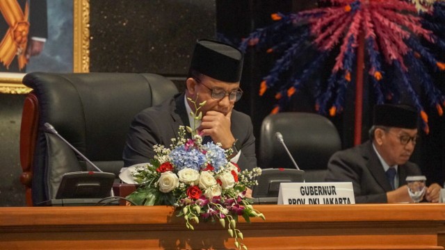 Gubernur DKI Jakarta Anies Baswedan saat di Rapat Paripurna DPRD Provinsi DKI Jakarta. Foto: Iqbal Firdaus/kumparan