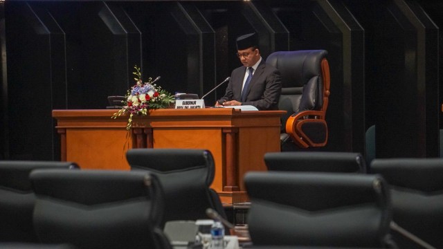 Gubernur DKI Jakarta Anies Baswedan saat di Rapat Paripurna DPRD Provinsi DKI Jakarta. Foto: Iqbal Firdaus/kumparan