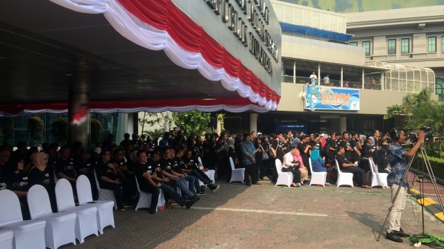 Suasana Inagurasi Penerimaan Karyawan BUMN 2019 di Kantor Kementerian BUMN, Jakarta Pusat, Jumat (23/8). Foto: Abdul Latif/kumparan
