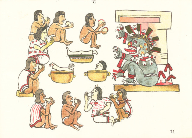 Ilustrasi Suku Aztec melakukan praktik kanibalisme Foto: Wikimedia Commons