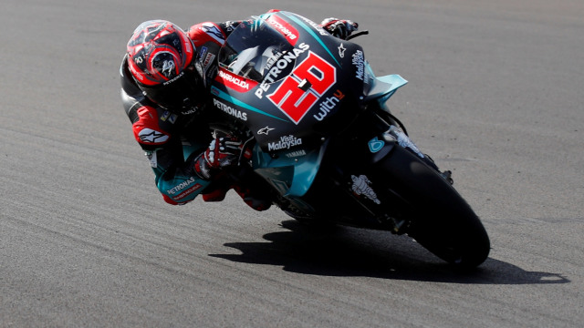 Fabio Quartararo di sesi latihan bebas MotoGP Inggris. Foto: David Klein/Reuters