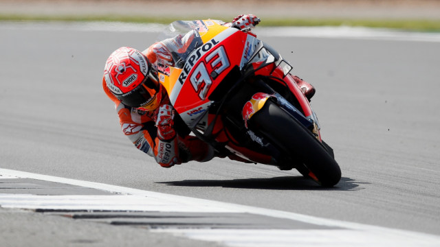 Marc Marquez di sesi latihan bebas MotoGP Inggris 2019. Foto: David Klein/Reuters