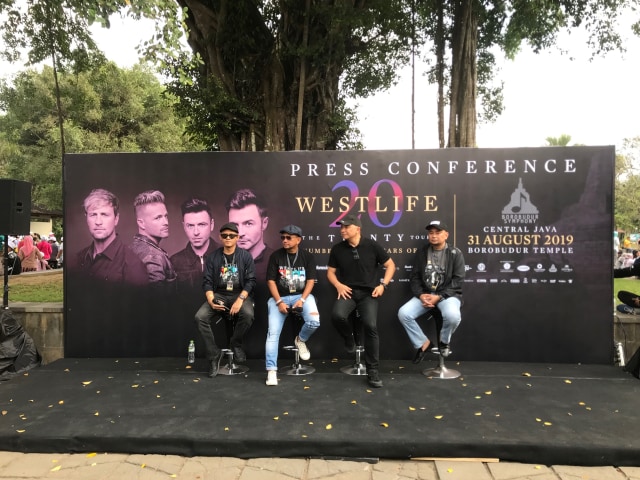 Jumpa pers jelang konser Westlife di Candi Borobudur, Sabtu (31/8).  Foto: Adhie Ichsan/kumparan