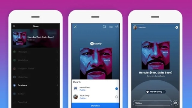 Share lagu Spotify kini bisa ke Facebook Stories. Foto: Spotify