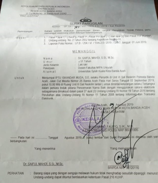 Polisikan Dosen, Dekan FT Unsyiah Tak Terima Tudingan soal Tes CPNS (23781)