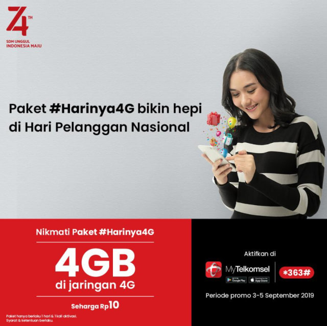 Paket internet 4 GB dengan harga Rp 10 dari Telkomsel.