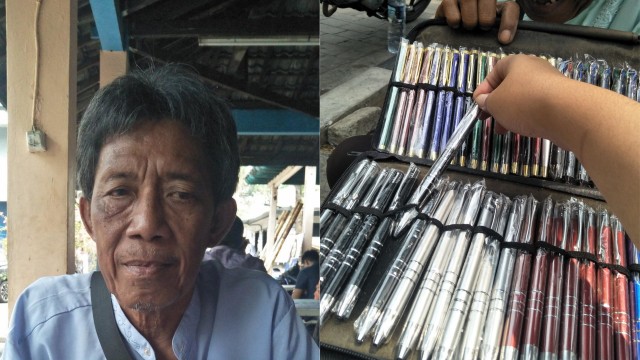 Heriyanto atau Kakek Heri, penjual pulpen keliling di Jakarta. (Foto: Twitter @cappuocinno)