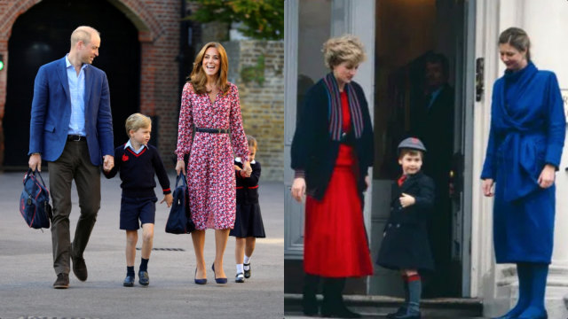 Gaya Kate Middleton dan Putri Diana dalam mengantar anak ke sekolah. Foto: Reuters, Getty Images