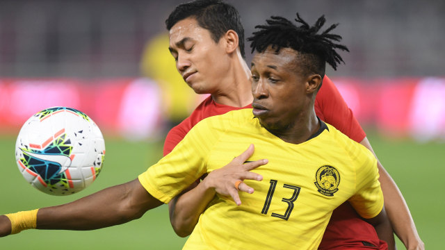 Mohamadou Sumareh membuat dua gol untuk Malaysia. Foto: ANTARA FOTO/M Risyal Hidayat