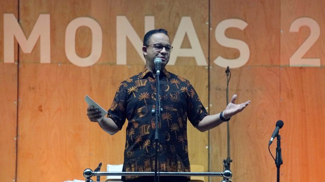Gubernur DKI Jakarta Anies Baswedan saat membuka acara Konser Akbar Monas 2019, Jakarta, Minggu (8/9). Foto: Irfan Adi Saputra/kumparan