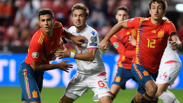 Pertandingan kualifikasi Piala Eropa 2020 antara Spanyol dan Kep. Faroe. Foto: REUTERS/Eloy Alonso