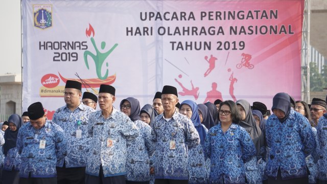 Upacara memperingati Hari Olahraga Nasional 2019. Foto: Iqbal Firdaus/kumparan