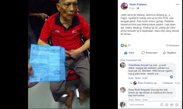 otomotif, ganjil genap, ilham pratama, disabilitas, sakit stroke, petugas kepolisian