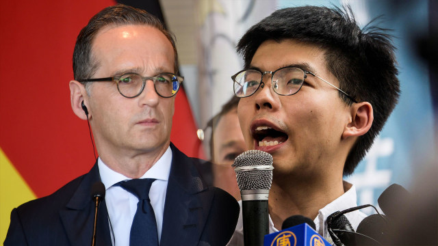 Menteri Luar Negeri Jerman, Heiko Masa dan Aktivis Hong Kong, Joshua Wong. Foto: AFP
