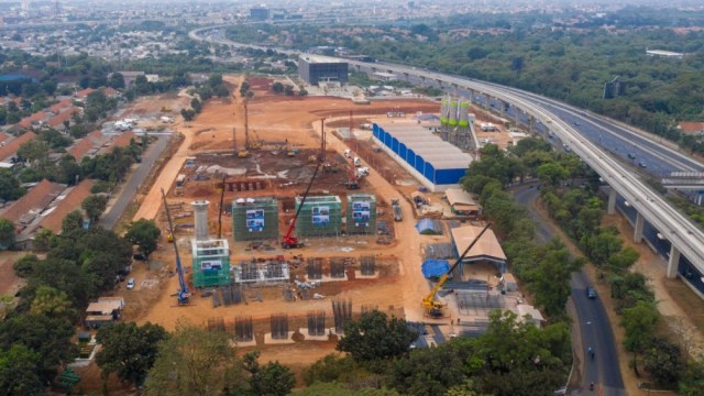 Gambar udara progress pembangunan kereta cepat Jakarta-Bandung. Foto: Dok. KCIC