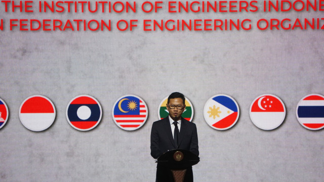 Ketum PII, Heru Dewanto di acara pembukaan 37th Conference ASEAN Federation of Engineering Organization (CAFEO37) di Jiexpo Kemayoran, Jakarta, Rabu (11/9). Foto: Fanny Kusumawardhani/kumparan