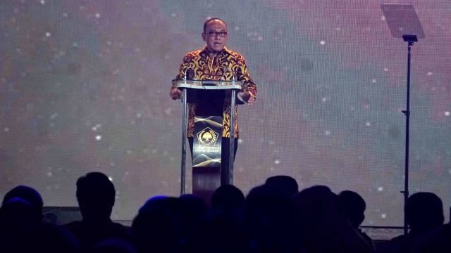 Aburizal Bakrie di Acara Malam Penghargaan Caleg Golkar di Ritz Carlton Mega Kuningan, Minggu (15/9/2019). Foto: Irfan Adi Saputra/kumparan